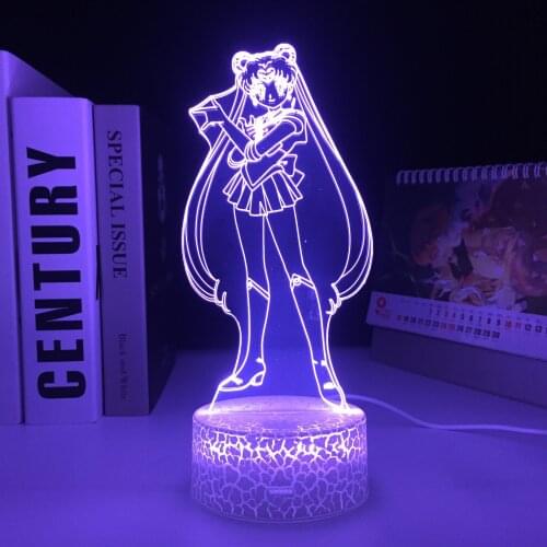 Beautiful Girl Figure Ornaments Acrylic Panel 3D LED Lamp Animation Peripherals Visual Illusion White Cracked Base Night Light