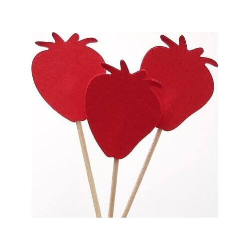 Red Strawberry cupcake toppers Wedding Food Picks Bridal baby shower Bachelorette birthday party muffin decorations