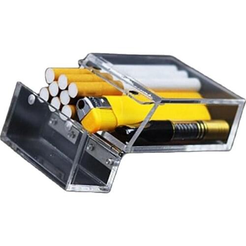 Fashion Acrylic Transparent Cigarette Portable Cap Storage Box Magnet Dust-proof With