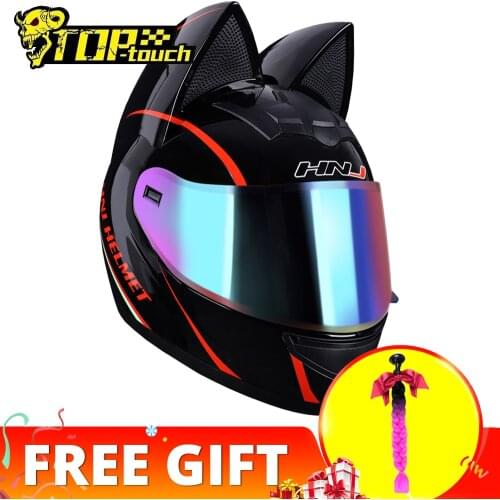 Motorcycle Helmet Full Face Casco Moto Breathable Motocross Helmet With Removalbe Cat Ears Streamlined Helmet For Woman Man