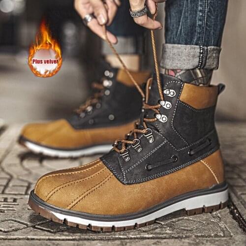 Luxury High Quality Boots Men Winter Genuine Leather Casual Shoes Men Plus Thick Velvet Warm Waterproof Snow Boots Shoes 38-47