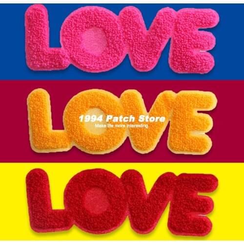 Love English Embroidery Letter Patches Red Pink Yellow Towel Embroidery For Sewing And Needlework Stickers Clothing Patch DIY