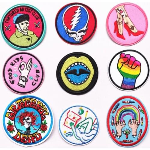 50pcs/Lot Embroidery Patches Letters Clothing Decoration Accessories Round Character Gesture Diy Iron Heat Transfer Applique