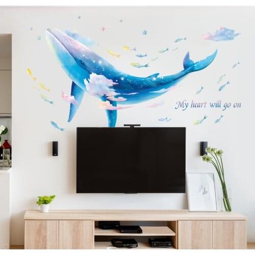 Nordic Whale Wall Sticker Home Living Room Sofa Backdrop Wall Decoration Large Mural DIY Modern Teen Bedroom Decor Art Wallpaper