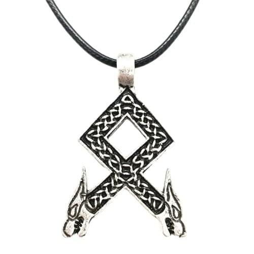 Nostalgia Norse Viking Pendant Rune Othala Amulet Wolf Metal Necklace Gothic Men Ladies Jewelry