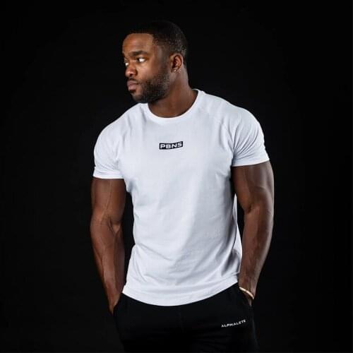 2021 New Mens Gym Cotton t shirt Men Fitness Workout Skinny Short sleeve T-shirt Male Bodybuilding shirt Summer Sports T-shirt
