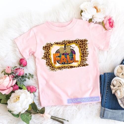 New arrival girls t-shirt autumn color pumpkin graphic print girl clothes summer hip hop girls t shirt pink tops street clothing