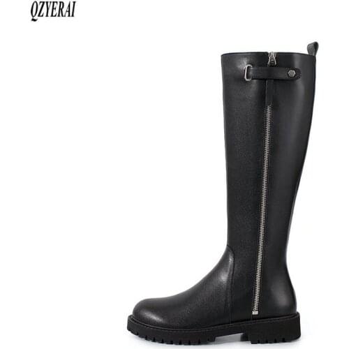 New arrival winter women boots natural Genuine leather Knee high boots Motorcycle boots Fur snow boots 100% cowhide Female boots