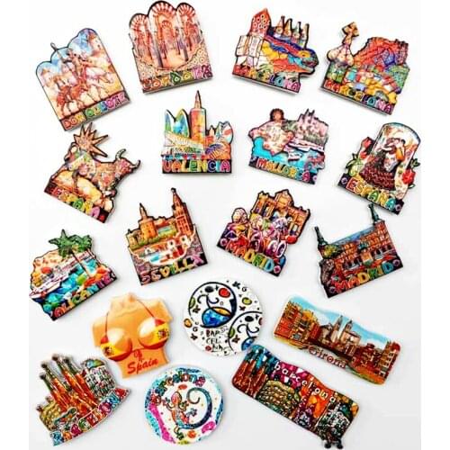 New Handmade Painted Spain Series 3D Fridge Magnets Tourism Souvenirs Refrigerator Magnetic Stickers Gift