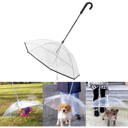 New Transparent Pet Umbrellas Small Dog Umbrella With Dog Leash Iron Chain As Raincoat For Dogs Beautiful Package Pet Supplies