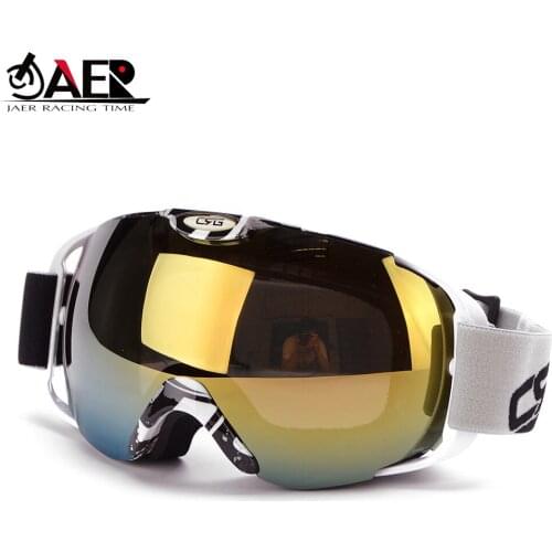 JAER Adult Ski Goggles PC Anti-scratche UV400 Motorcycle Glasses Double Lens 3 Layer Foam Anti-fog Sport Snowboard Eyewear