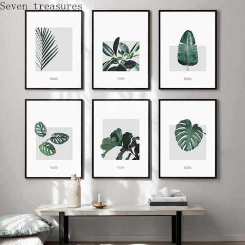 Scandinavian Green Plant Leaves Canvas Poster Print Art Nature Landscape Wall Painting Nordic Minimalist PictureHome Decoration