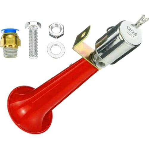 Super Loud 12/24V 180db Air Horn 10 Inches Single Trumpet Truck Air Horn for Any 12V / 24 V Vehicles Lorrys Trains Cars