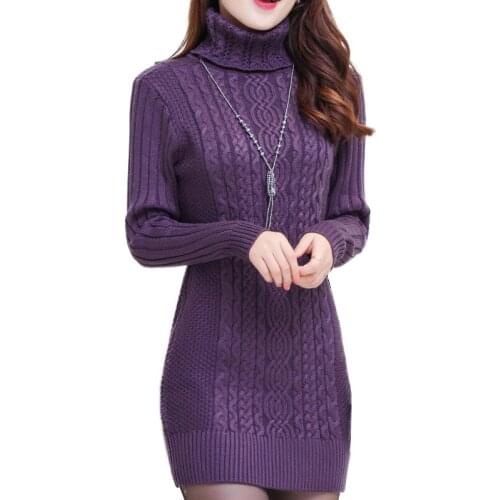Turtleneck sweater Female Mid-length pullover bottoming shirt Autumn winter New Twist loose knit sweater Women padded sweater 25