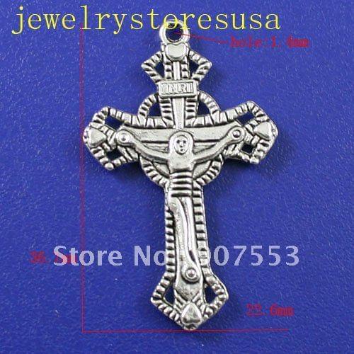 20pcs 37x22mm Tibetan silver crucifix charms h0235