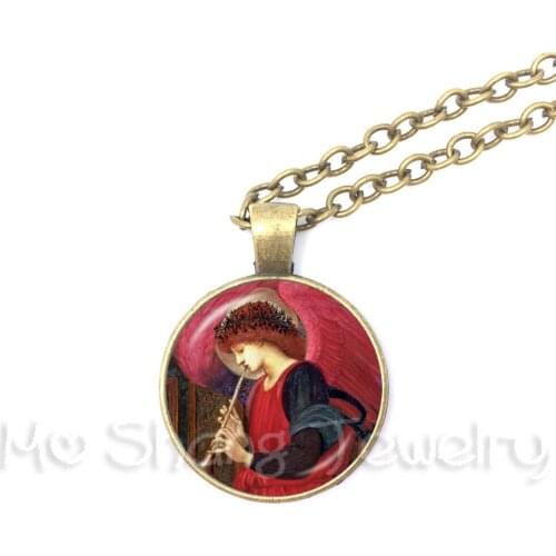 Vintage Victorian Christmas Angel Pendant Necklace New Year Gifts Cute Angel Girl Jewelry for Men Women Kids Xmas