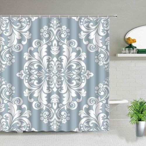 Geometric Flower Shower Curtains India Bohemian Style Design Printing Waterproof Fabric Bathroom Decor Cloth Curtain With Hooks