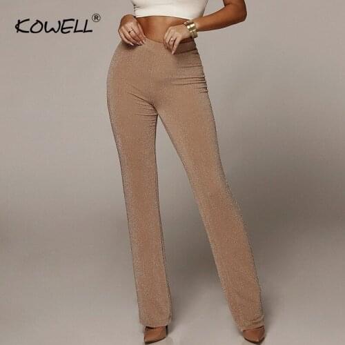 Hot Sale Autumn High Waist Wide Leg Pants Women Winter Solid High Elastic Flare Pants Skinny Casual Sexy Party Trousers Women