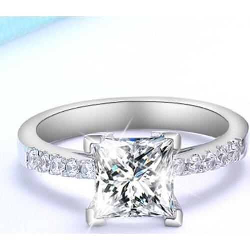 Princess-cut Diamond Engagement Womens Rings Real S925 Sterling Silver Luxury Exquisite Elegant Wedding Confession Gift Jewelry