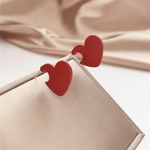 1 Pair Stud Earrings Alphabetic Heart Design Statement Earrings Simple Earrings