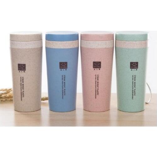 1PC 300ml Portable Wheat Straw Material Double Layer Carrying Bottle Band Rope/Band Cover Tea Student Water Bottles NX 013