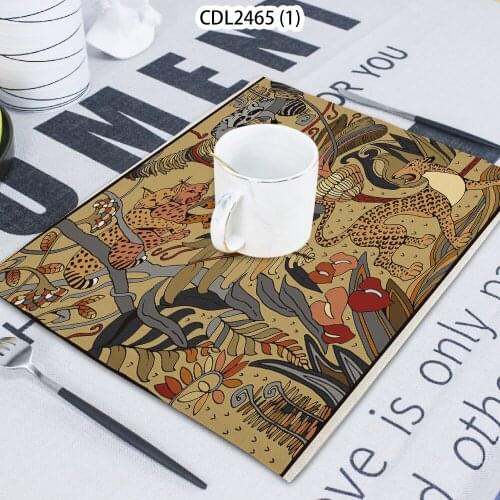 1 Pcs Lynx Plant Printed Napkin Cloth Home Table Decoration Table Mat Untersetzer Towel Tea Towel Coaster 42*32 Servilletas Tela
