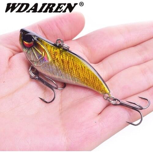 1Pcs Sinking VIB Fishing Lures 60mm 14g winter Bionic Laser Vibration Hard Bait Crankbait Bass Wobbler Bait With Treble Hooks