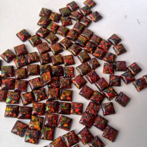 100pcs /lot Free Shipping 5MM Synthetic Square Cabochon Opal , Multi Cherry Square Cabochon Opal Stone Price