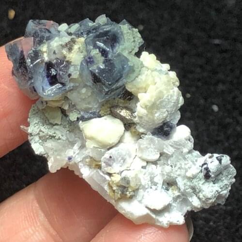 11gNatural rare purple fluorite and mica brass crystal mineral specimens healing energy stone home decoration CRYSTAL QUARTZ GEM