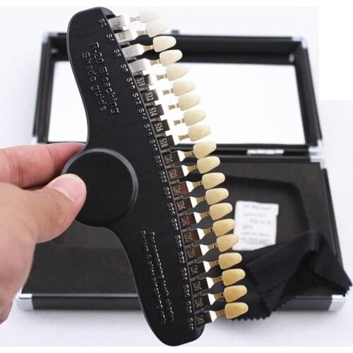 20 Colors Teeth Whitening 3D Shade Guide Color Comparator Mirror Dentistry Cold Light Teeth White Bleaching Dental Plate