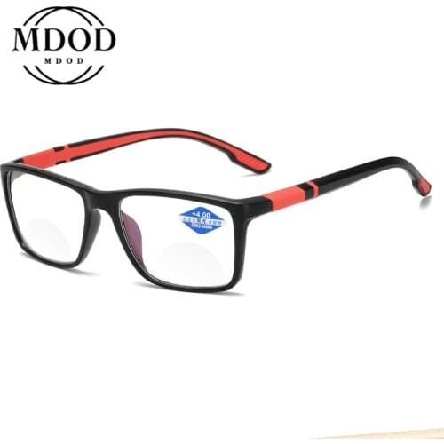 Fashion TR90 Anti-blue Light Reading Glasses Men Women Universal Retro Black Full Frame Ual-Light Old Man Reading Glasses