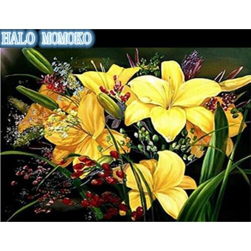 Diamond painting lily flower, yellow flowers diamond painting