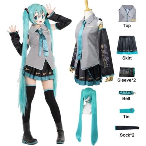 Anime Vocaloid Miku Cosplay Costume Wig Dress Kawaii Miku Cosplay Outfits Halloween Carnival Party Costumes