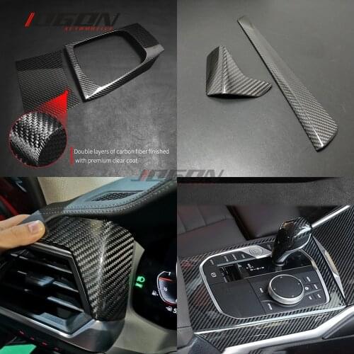 Real Carbon Fiber For BMW 3 4 Series G20 G21 G22 2020 Car Centre Console Dashboard Side Air AC Vent Gear Panel Trim Accessories