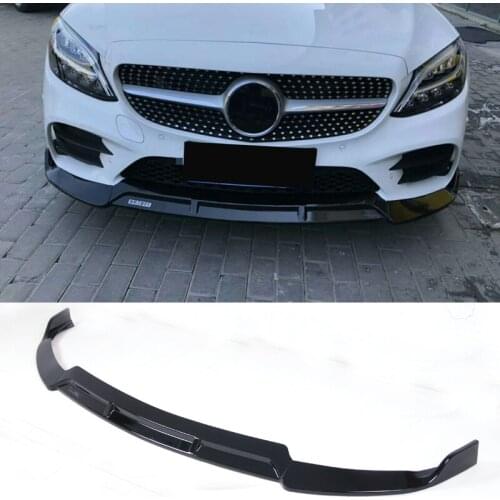 B Style PP material Bumper Bright black Front Lip For BENZ C Class W205 C180 C260 C300