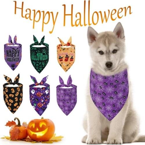 Halloween Cat Dog Bandana Cats Dogs Scarf Supplies Puppy Pet Supplies Holiday Accessories Animals Toy Products