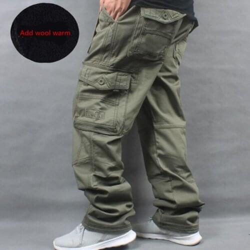 Mens Trousers Winter Warm Fleece Thickened Overalls Hip Hop Men Baggy Casual Cargo Pants Warmth