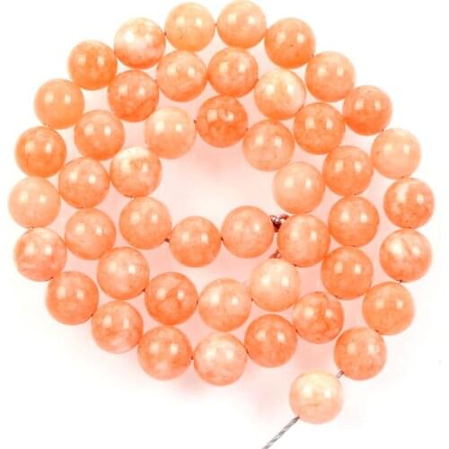 Natural Stone Beads Orange Pattern Marble Loose Beads for Jewelry Making Needlework DIY Bracelet Strand 4-12 MM