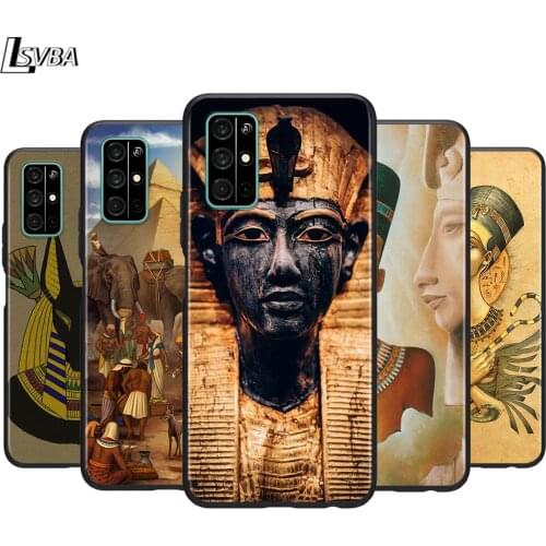 Egypt Nefertiti Anubis Ankh for Huawei Honor 30 20S 20 10i 9S 9A 9C 9X 8X 10 9 Lite 8A 7C 7A Pro Phone Case Black Cover