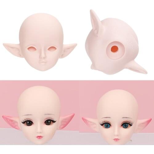 1/3 Bjd Head Face Mold With Elf Ear, Doll Replacement Body Parts, Make Up Eyes Eyelash Extensions, For Hair Styling Cosmetology