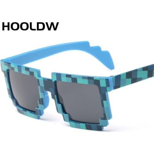 HOOLDW Fashion Square Kids Sunglasses Smaller Size Mosaic Glasses Children Sports Goggles Glasses Boys Girls Pixel Eyewares