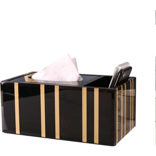 Exquisite black elegant wooden glass tissue box High quality fashion home storage box