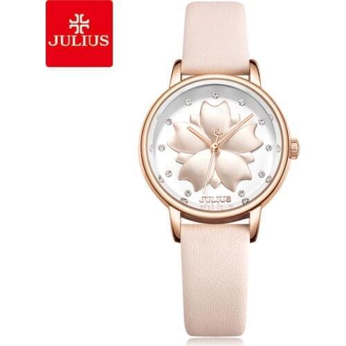 JULIUS Watch 3D Flower Dial Design 2018 New Arrival Womens Dress Hour Clock 30M Waterproof Stainless Steel Back Relojes JA-1000