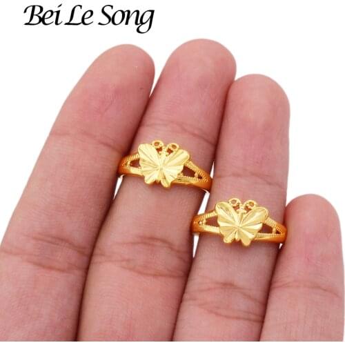 Ring for women new 24K gold color butterfly rings jewellery Dubai wedding resizable rings for African French women girls gifts