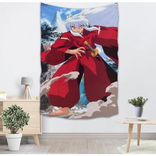 Beautiful Inuyasha Tapestry Colorful Psychedelic Decorative Carpet Wall Fabric For Living Room Bedroom Sleeping Pad