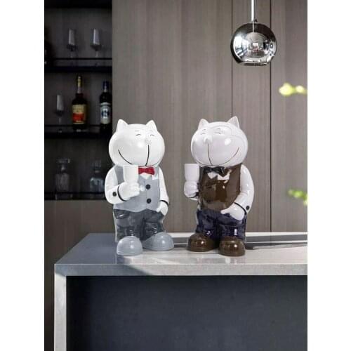 Creative Cat Sculpture Simple Modern Living Room Home Decoration Accessories Wine Cabinet Office Desktop Soft Ornaments Statues
