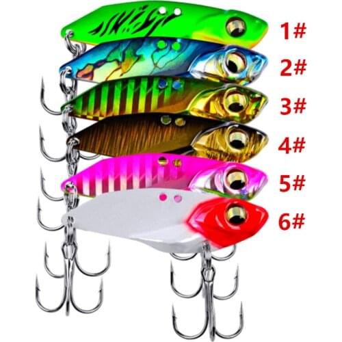 1PCS Metal VIB Lure 5g/8g/14g/20g Vibrating Rotating Spoon Fishing Bait Perch Artificial Hard Bait Long Shot 3D Eyes