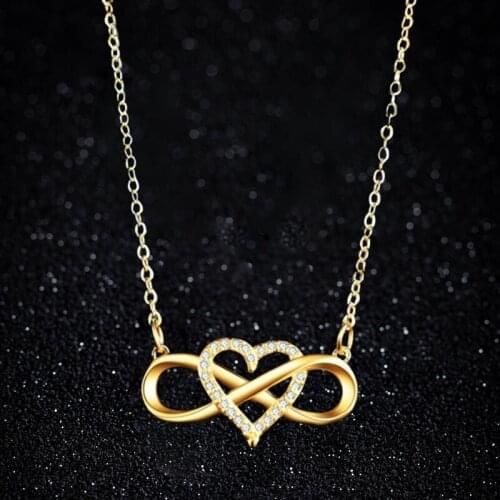 Fashion Romantic Love Heart Rhinestone Pendant Necklace Gold Silver Rose Gold Colour Chain Necklace Classic Love Necklace