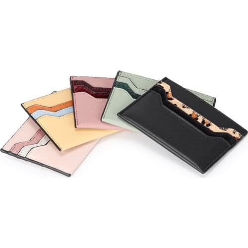 Fashion Mini Women Card Holder Cute Credit ID Card Holders Zipper Slim Wallet Case Genuine Leather Change Coin Purse