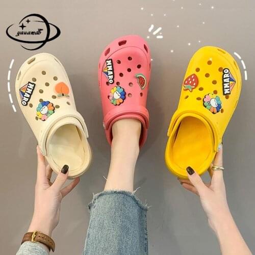 35-40 Womens Mules & Clogs Summer Female Sandals Flat With Solid Color Indoor Beach Slippers Ladies Garden Shoes Hy30